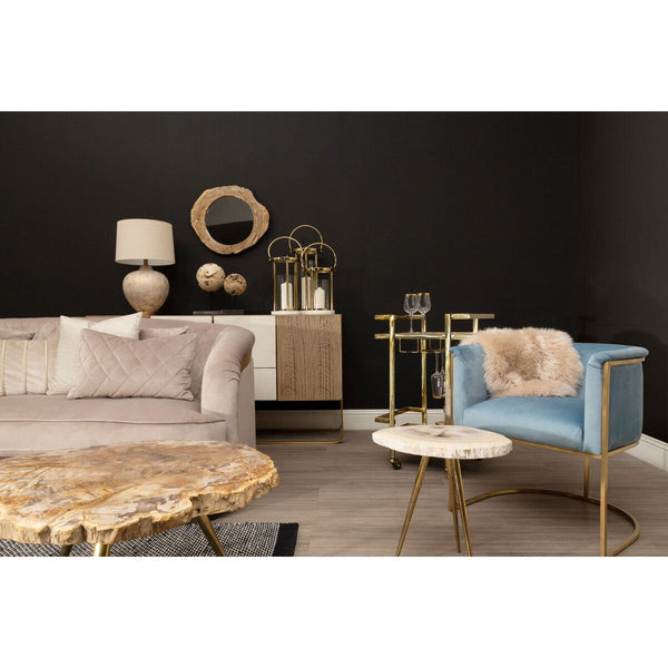 Fiji Three Seat Grey Cotton Velvet Sofa