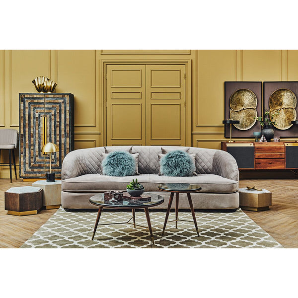 Fiji Three Seat Grey Cotton Velvet Sofa