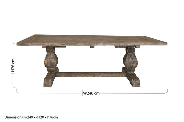 Lovina Recycled Pine Wood Rectangular Dining Table – angle view