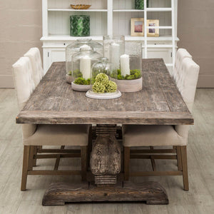 Lovina Recycled Pine Wood Rectangular Dining Table – side view