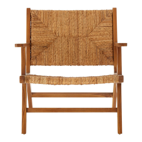 Lovina Teak Wood and Natural Rattan Armchair – side view