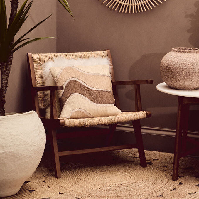 Lovina Teak Wood and Natural Rattan Armchair
