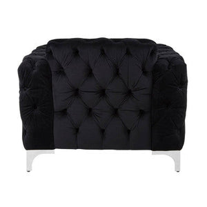 Madina Black Velvet Modern Chesterfield Chair – close-up