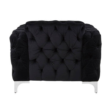 Madina Black Velvet Modern Chesterfield Chair – close-up
