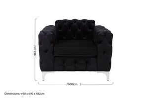 Madina Black Velvet Modern Chesterfield Chair – detail 2