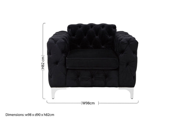 Madina Black Velvet Modern Chesterfield Chair – detail 2
