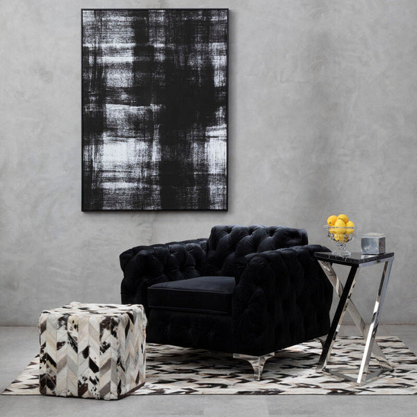 Madina Black Velvet Modern Chesterfield Chair – detail