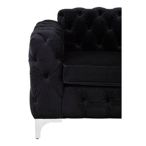 Madina Black Velvet Modern Chesterfield Chair – back view
