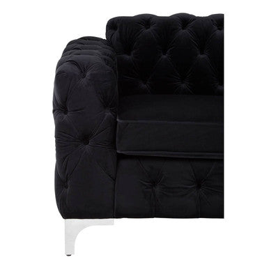 Madina Black Velvet Modern Chesterfield Chair – back view