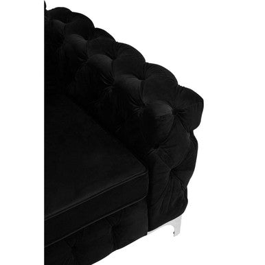 Madina Black Velvet Modern Chesterfield Chair – angle view