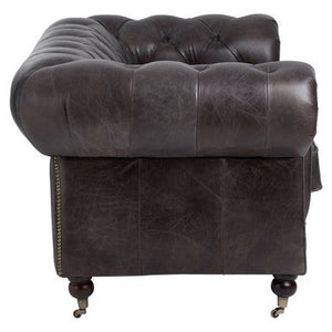 Victor 2 Seat Grey Leather Sofa