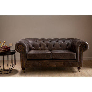 Victor 2 Seat Grey Leather Sofa