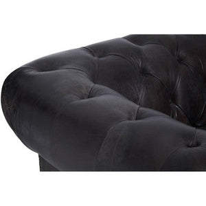 Victor Dark Grey Brown Leather Chesterfield Chair