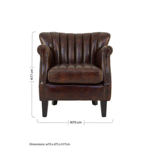 Victor Winged Brown Leather Armchair