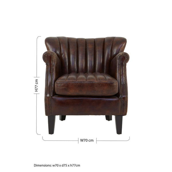 Victor Winged Brown Leather Armchair