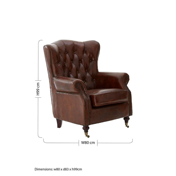 Victor Brown Leather Scroll Armchair