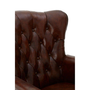 Victor Brown Leather Scroll Armchair