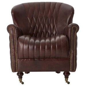 Victor Brown Leather Winged Back Armchair – side view