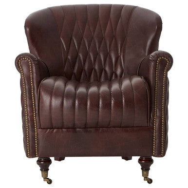Victor Brown Leather Winged Back Armchair – side view