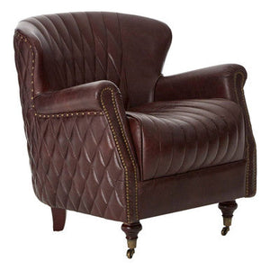 Victor Brown Leather Winged Back Armchair – in room setting