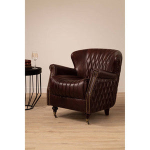 Victor Brown Leather Winged Back Armchair – detail