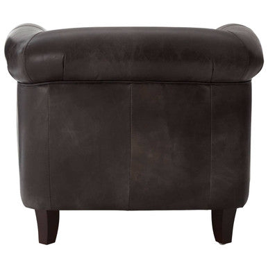 Victor Dark Grey Brown Leather Curved Armchair – back view