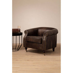 Victor Dark Grey Brown Leather Curved Armchair – dimensions