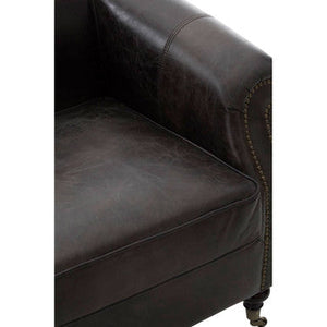 Victor Dark Grey Brown Leather Curved Armchair – detail 2