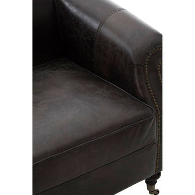 Victor Dark Grey Brown Leather Curved Armchair – detail 2