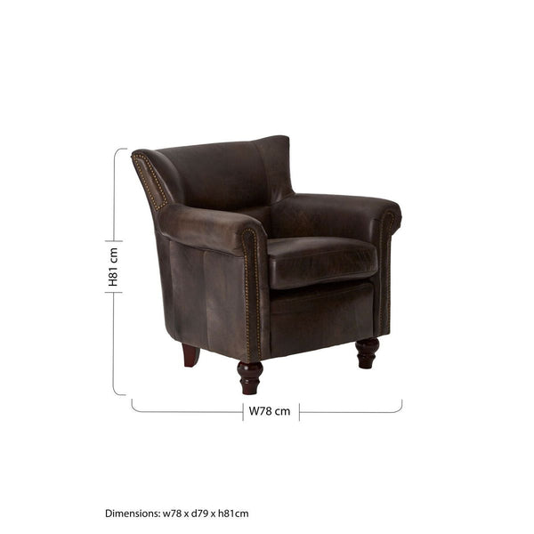 Victor Dark Grey Brown Leather Armchair