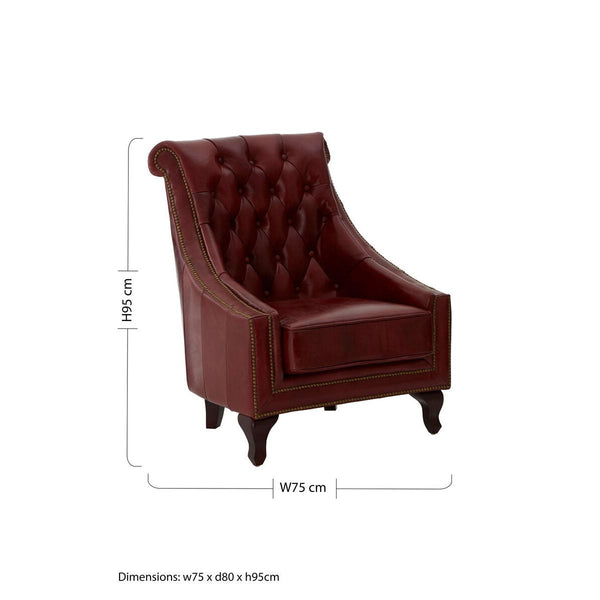 Victor Deep Red Leather Lounge Chair with Tufted Back