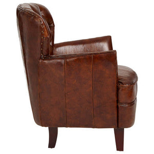 Victor Brown Leather Button Tufted Armchair – dimensions