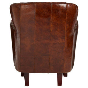 Victor Brown Leather Button Tufted Armchair – close-up