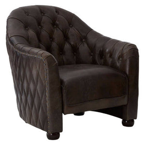 Victor Dark Grey Brown Leather Tub Chair – dimensions 2