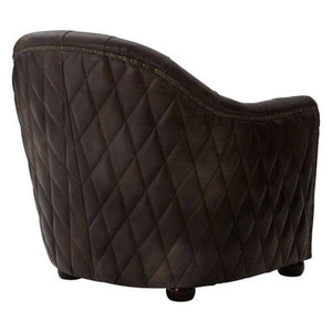Victor Dark Grey Brown Leather Tub Chair – back view
