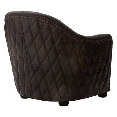 Victor Dark Grey Brown Leather Tub Chair – back view