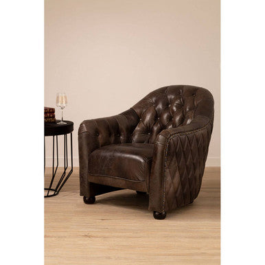 Victor Dark Grey Brown Leather Tub Chair – dimensions