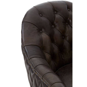 Victor Dark Grey Brown Leather Tub Chair – side view 2