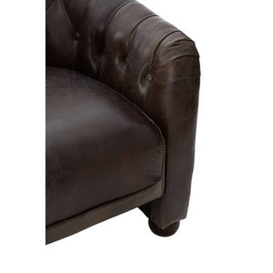 Victor Dark Grey Brown Leather Tub Chair – detail 2