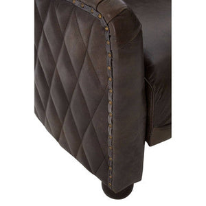Victor Dark Grey Brown Leather Tub Chair – in room setting 2
