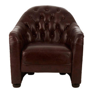 Victor Brown Leather Button Tufted Tub Chair – side view