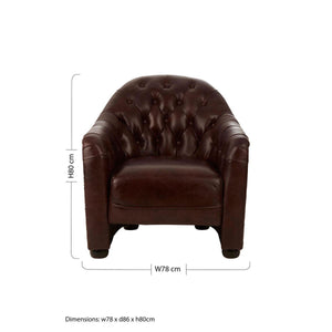 Victor Brown Leather Tub Chair