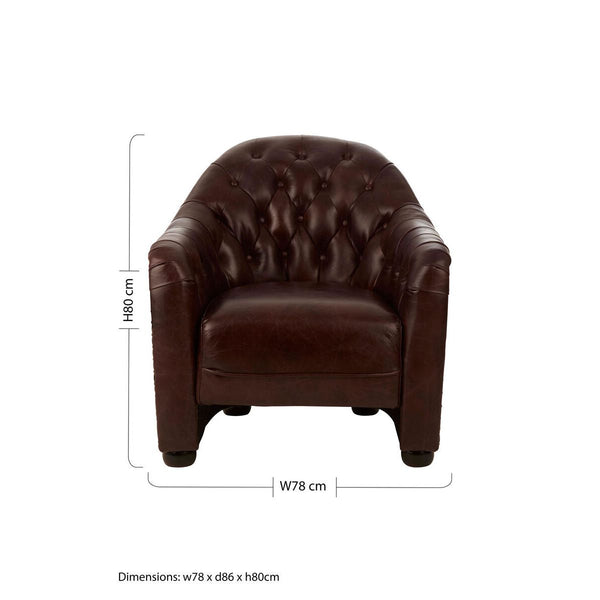 Victor Brown Leather Tub Chair
