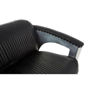 Victor Black Leather Channel Tufted 2 Seater Sofa – back view