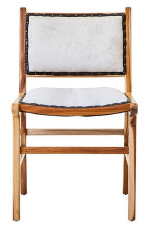 Kendari Natural Leather and Teak Wood Dining Chair – side view