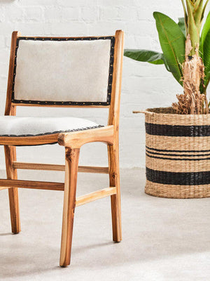 Kendari Natural Leather and Teak Wood Dining Chair – dimensions