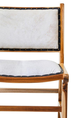 Kendari Natural Leather and Teak Wood Dining Chair – close-up