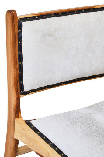 Kendari Natural Leather and Teak Wood Dining Chair – back view