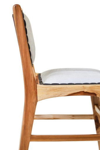 Kendari Natural Leather and Teak Wood Dining Chair – angle view
