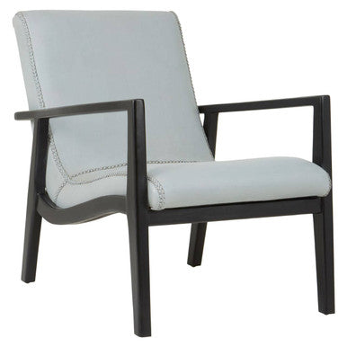 Kendari Grey Leather and Black Teak Wood Chair
